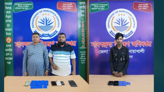 নোয়াখালীতে ৩৭৯৮ পিস ইয়াবাসহ ৩ মাদক কারবারি গ্রেপ্তার