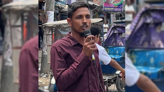 মাইক বাজিয়ে আ.লীগের স্লোগান, পুলিশ দেখে পালালো যুবক